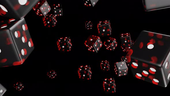 VideoHive Red dice flying to camera on transparent background. 38994374