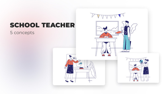 VideoHive School teacher - Flat concepts 39473042