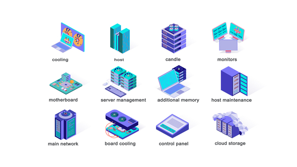 VideoHive Server system - Isometric Icons 39427533