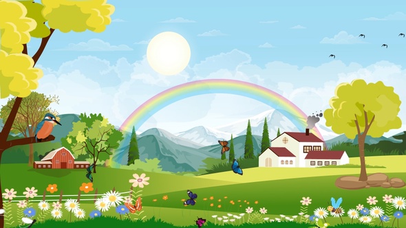 VideoHive Spring Landscape - Beautiful Nature - Cartoon Animation 39005837