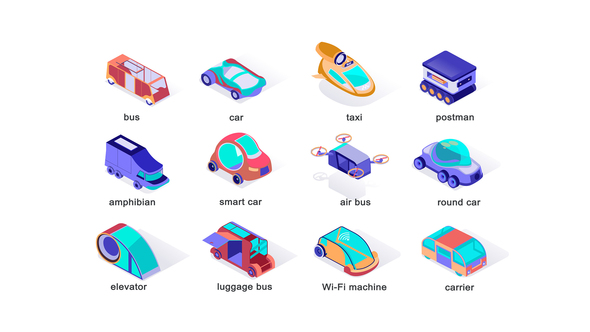 VideoHive Transport of the future – Isometric Icons 39425868