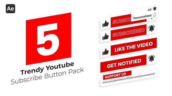 VideoHive Trendy Youtube Subscribe Button Pack 37261546