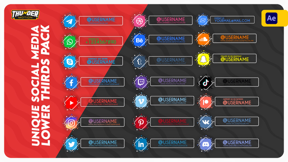 VideoHive Unique Social Media Lower Thirds Pack 38517247