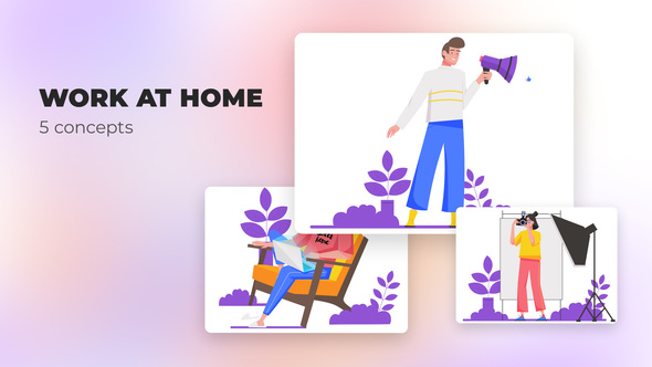 VideoHive Work at home – Flat concepts 39487620