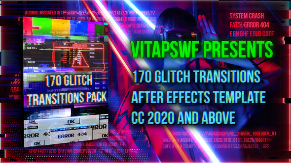 VideoHive 170 Glitch Transitions Pack 36502715