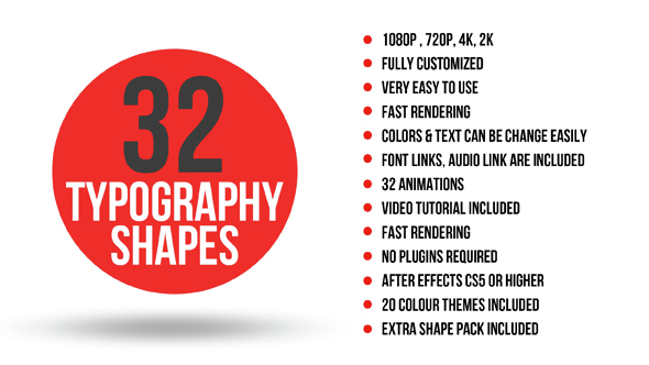 VideoHive 32 Typography Shapes 13083061