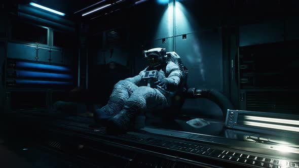 VideoHive An Astronaut Lies In A Spaceship That Crashed 38930791