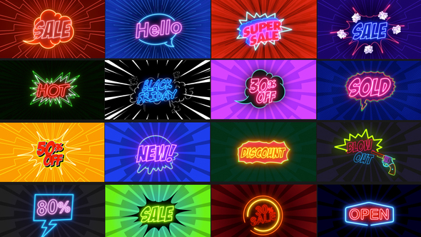 VideoHive Comic Text Fx 5_Neon Sale Pack 37391439