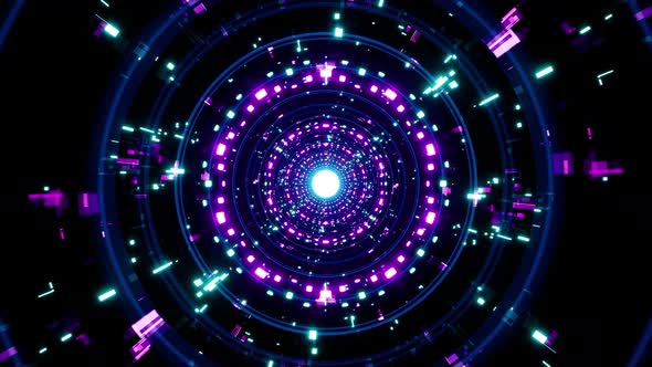 VideoHive Glowing Electric Data Circular Tunnel 38931668
