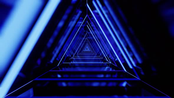VideoHive Night Blue Vj Loop Background Triangle Tunnel 4K 38931625