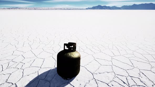 VideoHive Old Rusted Danger Gas Container on Salt Lake 38969123
