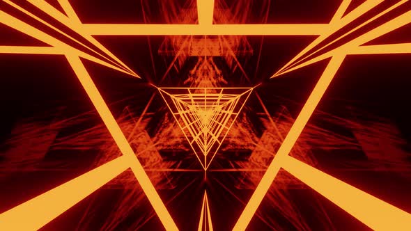 VideoHive Orange Warm Hell Kaleidoscope Neon Tunnel Vj Loop Background With Reflection 4K 38931621