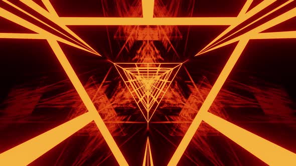 VideoHive Orange Warm Hell Kaleidoscope Neon Tunnel Vj Loop Background With Reflection HD 38931622
