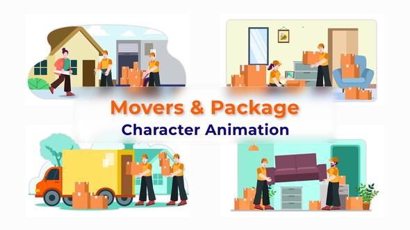 VideoHive Packers And Movers Explainer Animation Scene 38195246