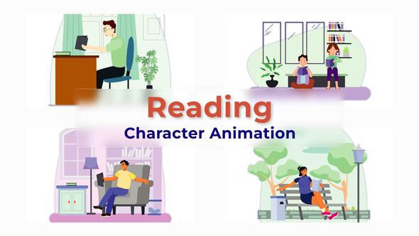 VideoHive Reading Character Explainer Animation Scene 38196073