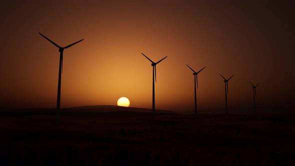 VideoHive Wind Turbines At Sunset 38973145