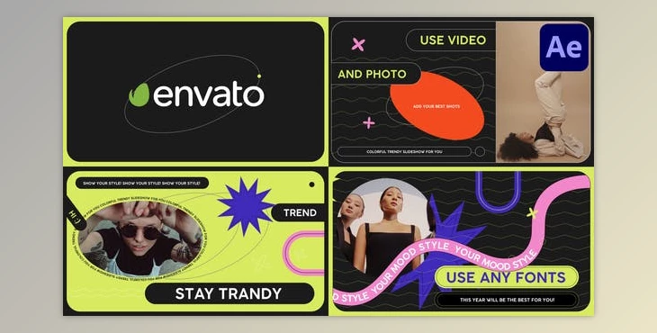 VideoHive Trendy Colorful Slideshow for After Effects 37223141