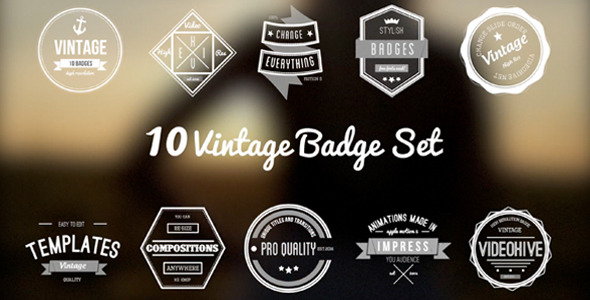 VideoHive 10 Animated Vintage Badges Set 6724822
