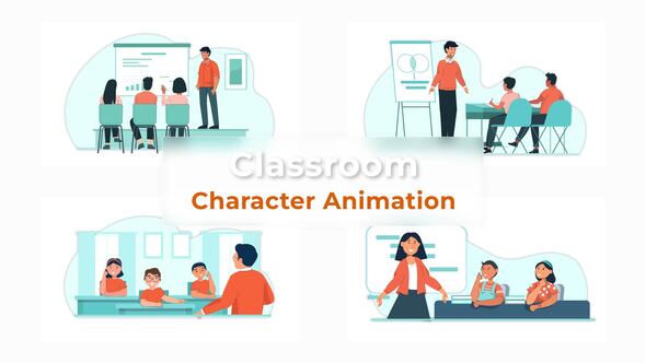 VideoHive Classroom Character Animation Scene Pack 37148132