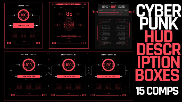 VideoHive Cyberpunk Hud Description Boxes 39654279