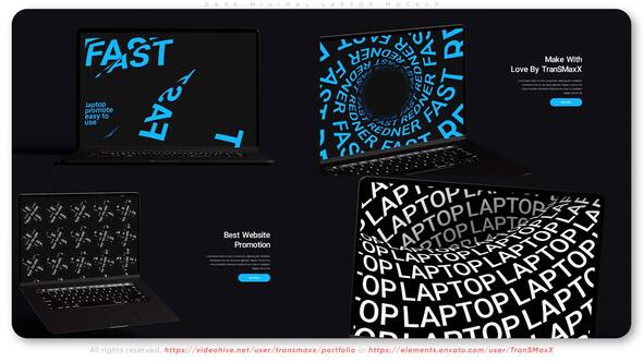 VideoHive Dark Minimal Laptop Mockup 36745428