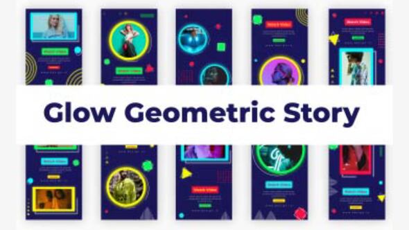 VideoHive Glow Geometric Stories 36977080
