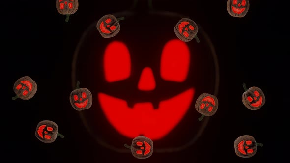 VideoHive Halloween Pumpkin Rotating at Night 39651725