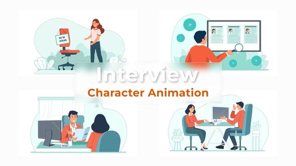 VideoHive Job Interview Character Animation Scene Pack 37070227