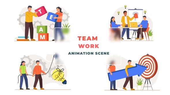VideoHive Office Team Work Character Animation Scene After Effects 39652713