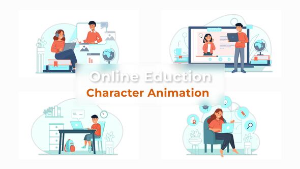 VideoHive Online Education Character Animation Scene Pack 37071274
