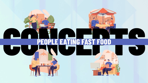 VideoHive People eating fast food – Scene Situation 36654006