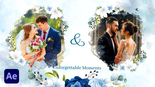 VideoHive WaterColor and Floral Wedding Slideshow 36831945