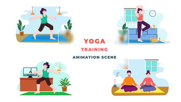 VideoHive Yoga Training Character Animation Scene After Effects 39652325