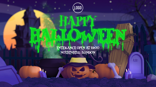 VideoHive 3D Cartoon Halloween Intro 48369781