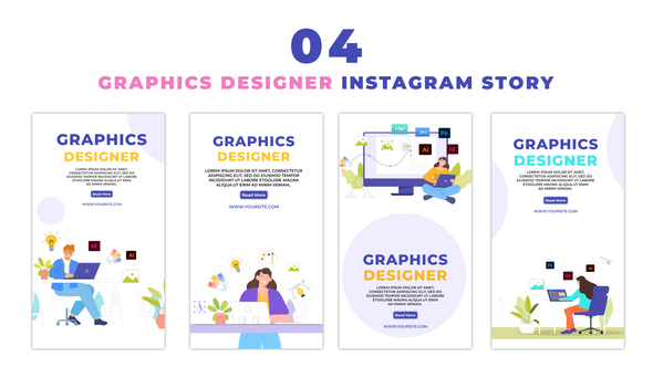VideoHive Animated Graphic Designer Character Instagram Story 48057991