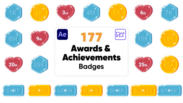 VideoHive Awards & Achievements Badges For After Effects 48239321