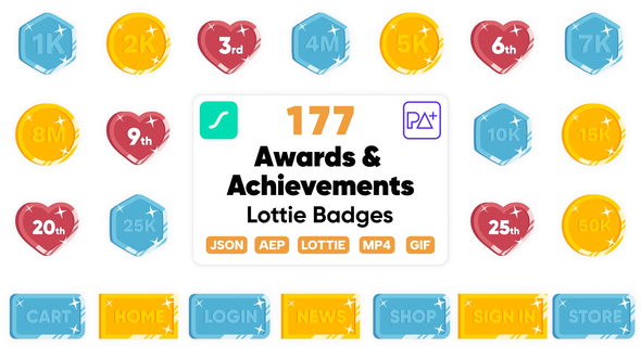 VideoHive Awards & Achievements Lottie Badges 48114515