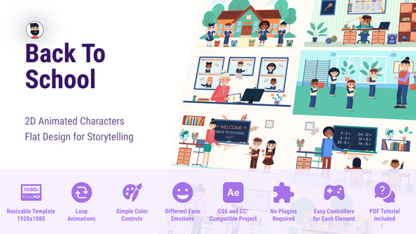 VideoHive Back to School Character Animation Pack 47739040