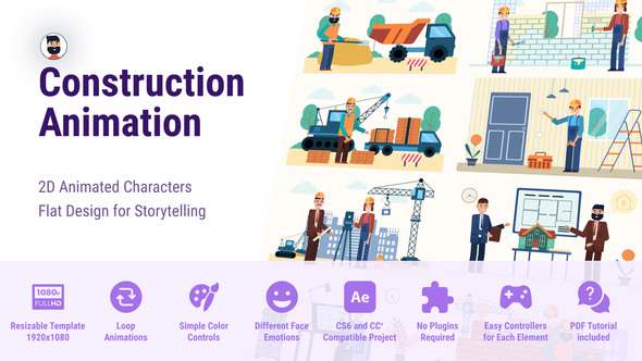 VideoHive Construction Builders – Animated Flat Characters CS6 47386656