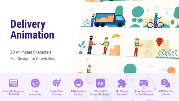 VideoHive Delivery Service – Shipping and Shopping Animated Flat Characters CS6 47225190