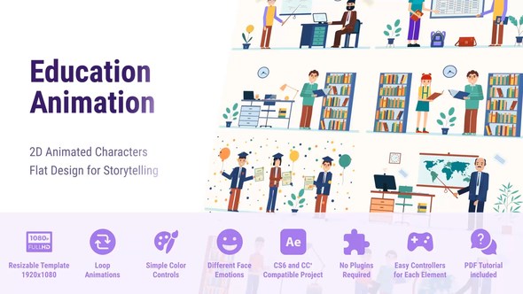 VideoHive Education Flat Character – Animated After Effects CS6 47386139