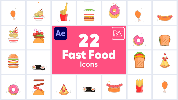 VideoHive Fast Food Icons For After Effects 48877326