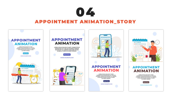 VideoHive Appointments Scheduling Concept Cartoon Character Instagram Story 48662067