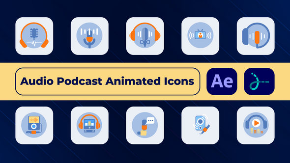 VideoHive Audio Podcast Animated Icons 50113339