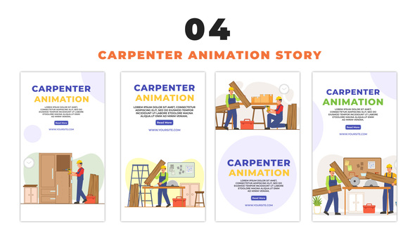 VideoHive Carpenter Working Vector 2D Cartoon Instagram Story 48660857