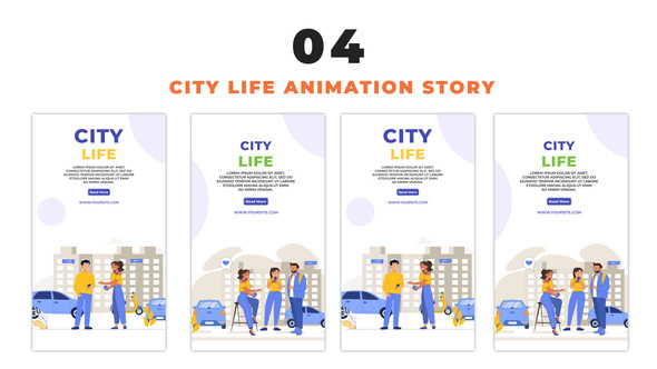 VideoHive City Life Vector 2D Cartoon Design Instagram Story 48658512