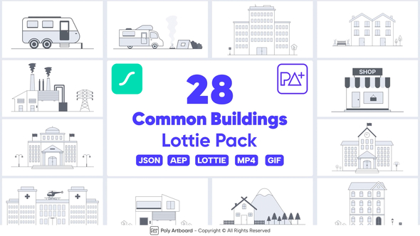 VideoHive Common Building Icons Lottie Pack 48663200