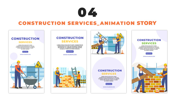 VideoHive Construction Job Labor Flat Design Instagram Story 48662166