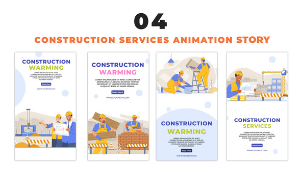 VideoHive Construction Services Agency Flat Character Instagram Story 48662375