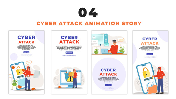 VideoHive Cyber Attack Vector Cartoon Character Instagram Story 48660698
